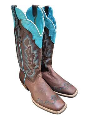 Ariat Caballera Women's Western Cowgirl Boots in Brown and Turquoise Size 10 B